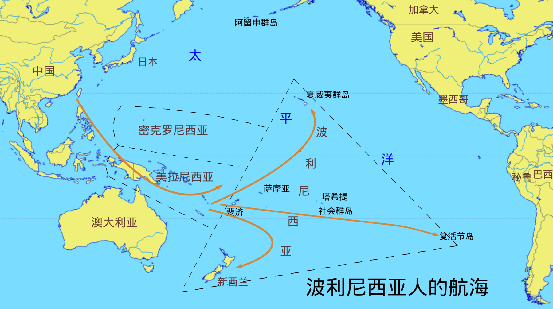 地图 7 波利尼西亚人的航海