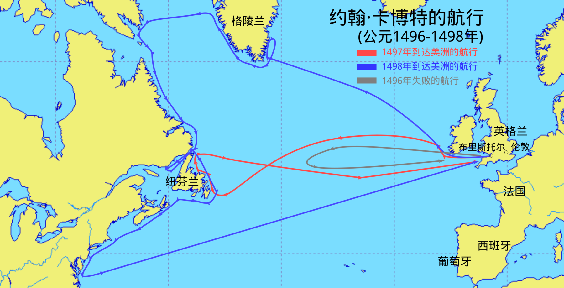 地图 25 约翰·卡博特的航行